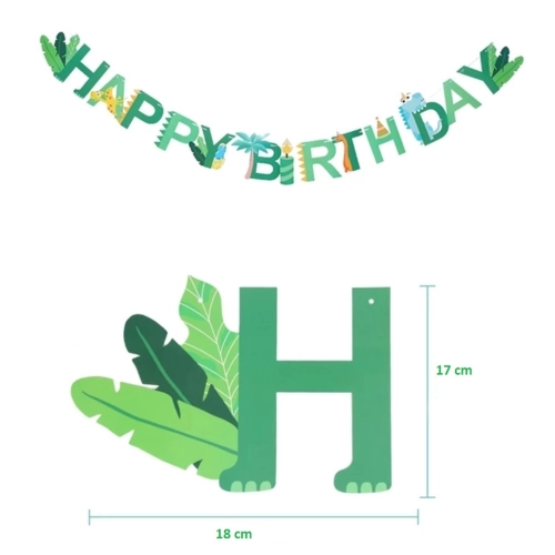 Baner girlanda dekoracja napis Happy Birthday dinozaury